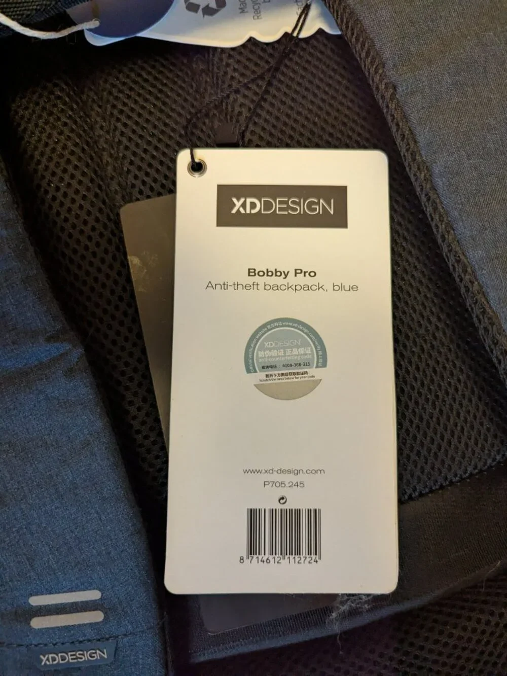 XD Design Bobby Pro Anti-theft backpack, blue